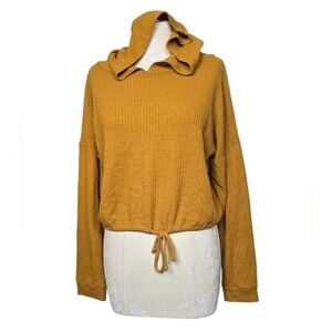 Mustard Yellow Cropped Hooded Top S